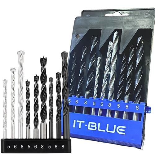 Kit de Brocas com 9 peças Diversos Tamanhos - LE-1924