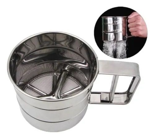 Polvilhador Peneira Em Inox C/ Gatilho Para Farinhas Açúcar Manual - HC2008