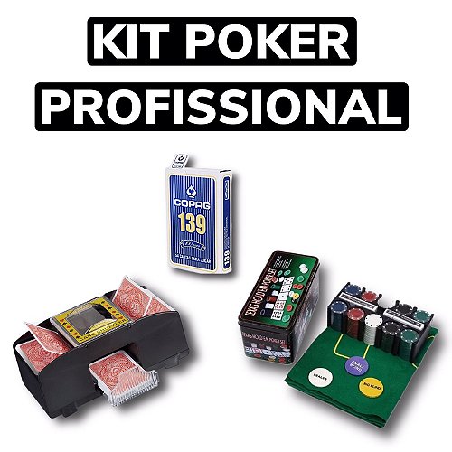 Kit Poker Profissional Completo Com Embaralhador De Cartas + Baralho Copag