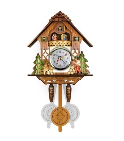 Mini Relógio Cuco De Parede e Pendulo 15x6x23cm HM7112