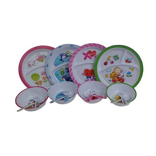 Kit Prato Alimentação Bebê Infantil papinha 4 peças  melamina - IAL068